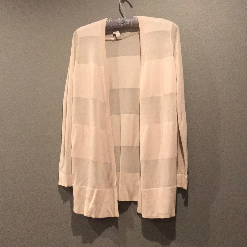 LOFT Striped Cream Cardigan Size S